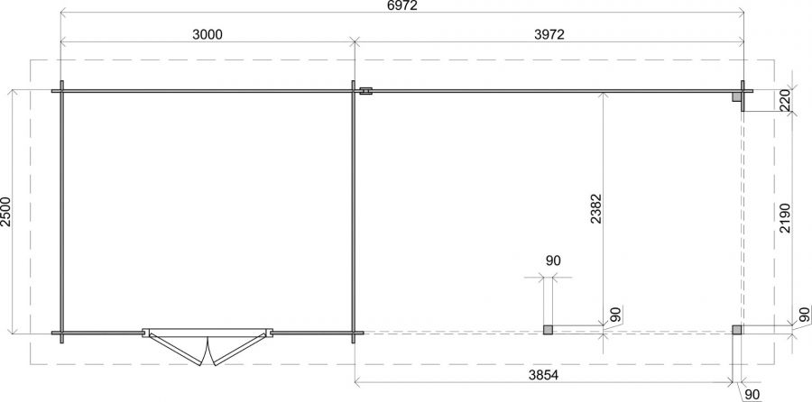 Lugarde Select Blokhut met overkapping Zandvoort 300x250cm + 400cm - Keteldruk Bruin