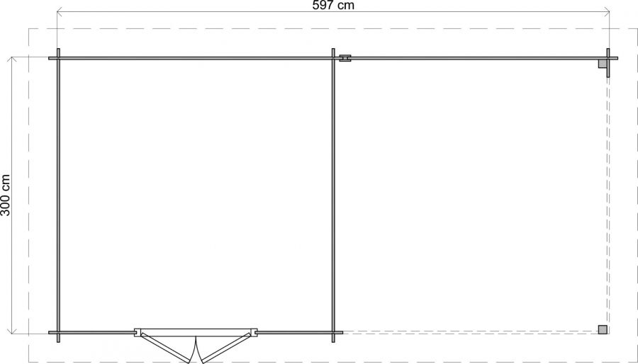 Lugarde Select Blokhut met overkapping Hilversum 300x300cm + 300cm - Onbehandeld