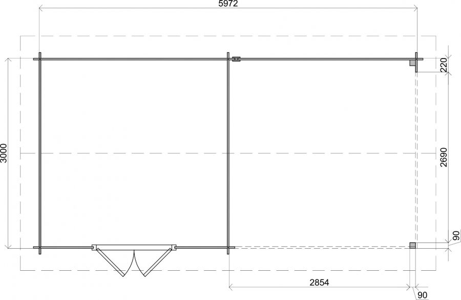 Lugarde Select Blokhut met overkapping Raalte 300x300cm + 300cm - Keteldruk Grijs