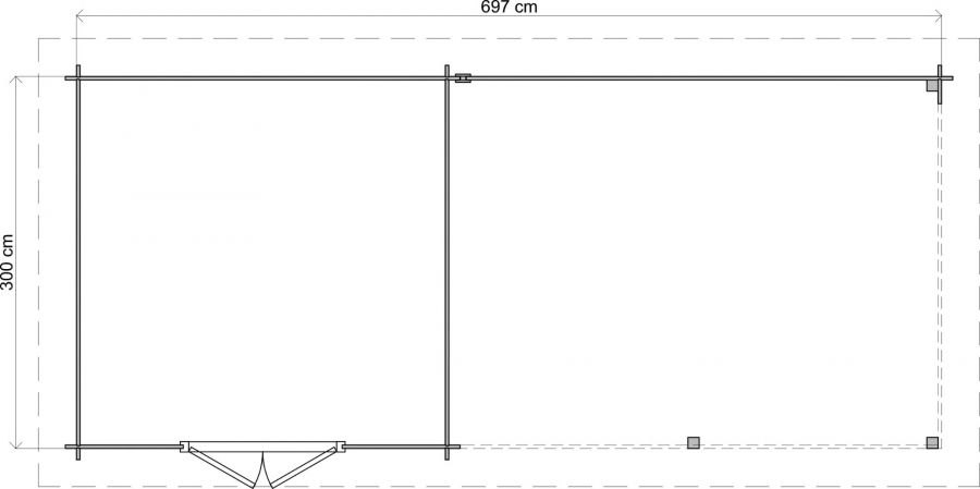 Lugarde Select Blokhut met overkapping Harderwijk 300x300cm + 400cm - Keteldruk Grijs