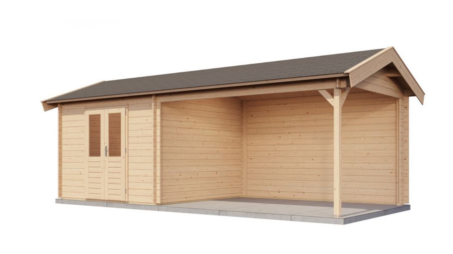 Lugarde Select Blokhut met overkapping Epe 300x300cm + 400cm - Onbehandeld