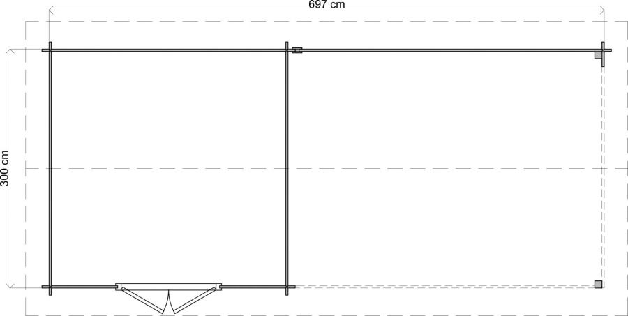 Lugarde Select Blokhut met overkapping Epe 300x300cm + 400cm - Keteldruk Grijs