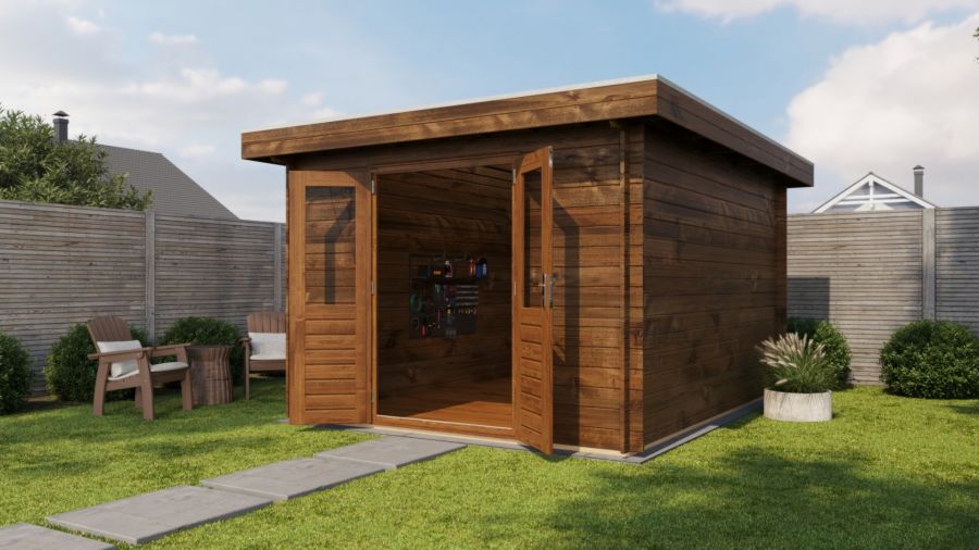 Lugarde Select Blokhut Barneveld 300x400cm - Keteldruk Bruin