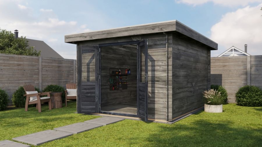 Lugarde Select Blokhut Barneveld 300x400cm - Keteldruk Grijs