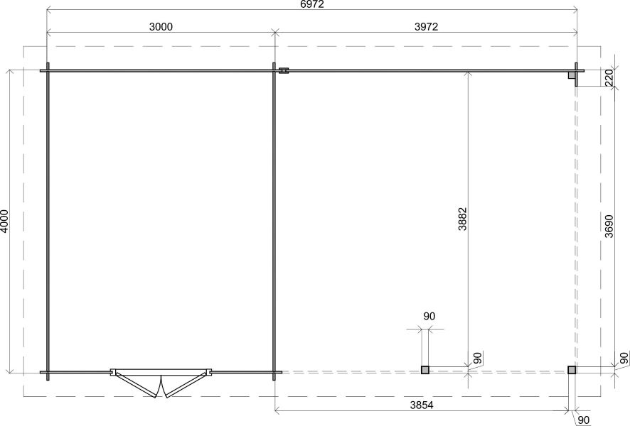 Lugarde Select Blokhut met overkapping Culemborg 300x400cm + 400cm - Onbehandeld