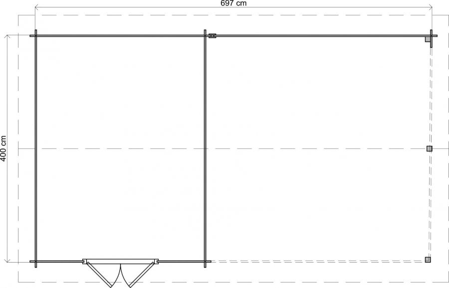 Lugarde Select Blokhut met overkapping Haaksbergen 300x400cm + 400cm - Keteldruk Grijs