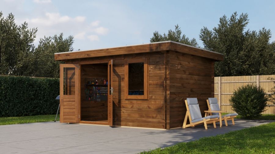 Lugarde Select Blokhut Renkum 400x300cm - Keteldruk Bruin