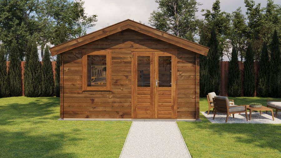 Lugarde Select Blokhut Brummen 400x300cm - Keteldruk Bruin
