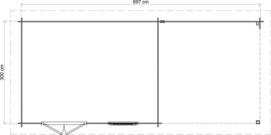 Lugarde Select Blokhut met overkapping Elst 400x300cm + 300cm - Keteldruk Bruin