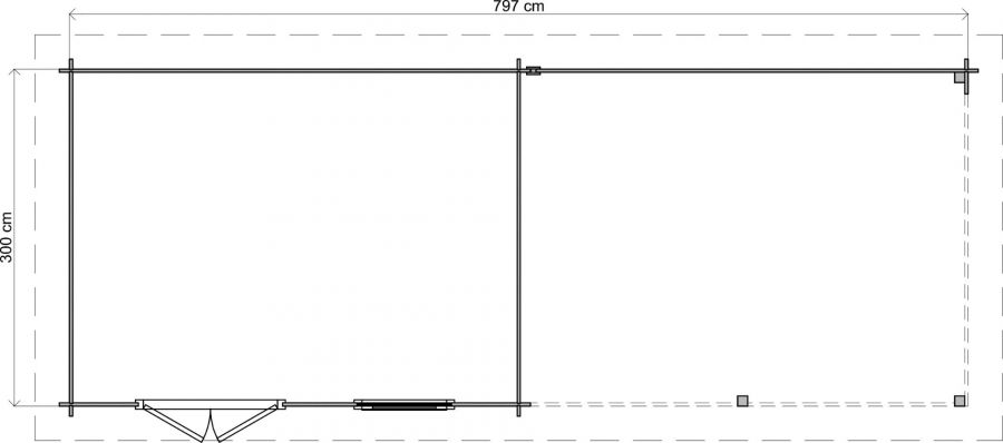 Lugarde Select Blokhut met overkapping Huissen 400x300cm + 400cm - Keteldruk Bruin