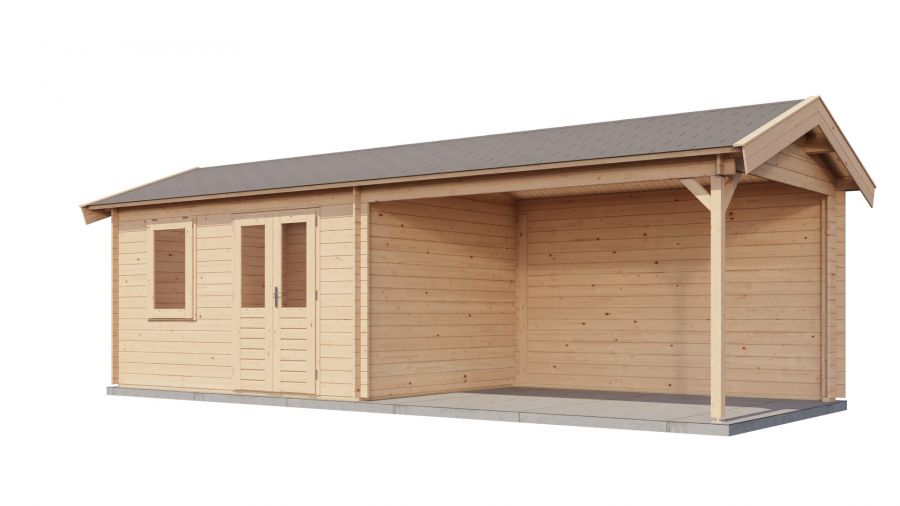 Lugarde Select Blokhut met overkapping Voorst 400x300cm + 400cm - Onbehandeld