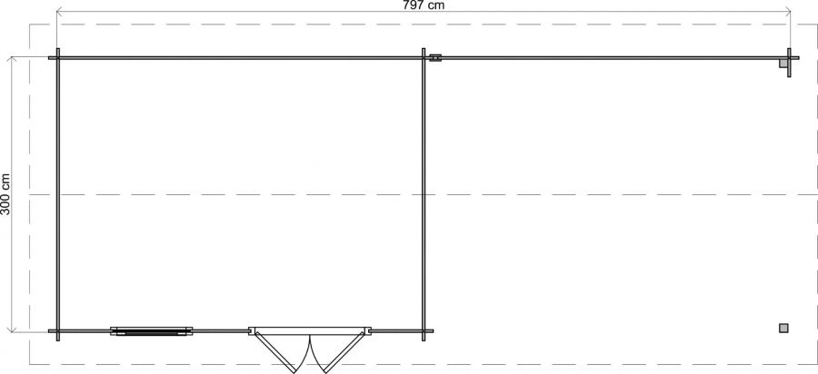 Lugarde Select Blokhut met overkapping Voorst 400x300cm + 400cm - Onbehandeld