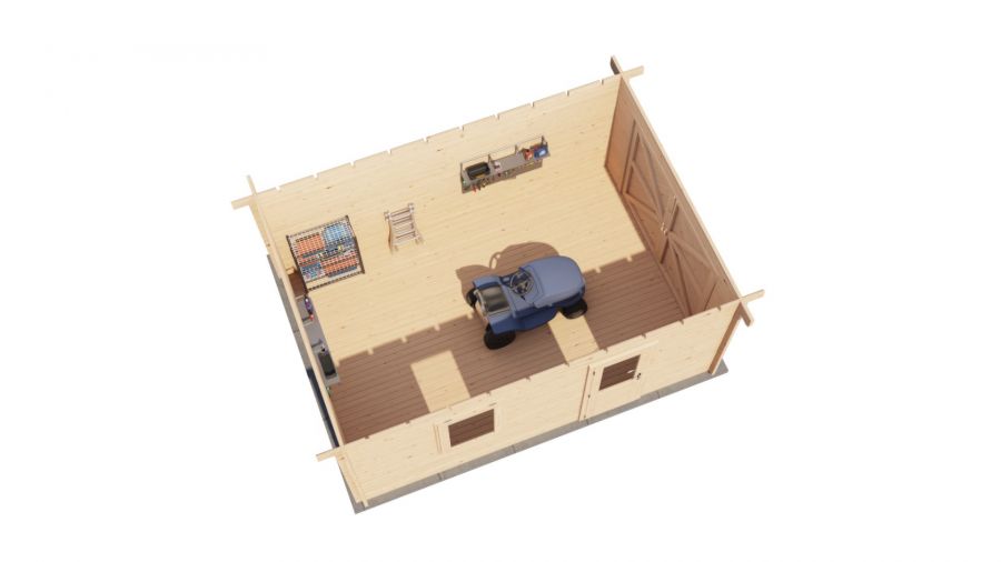 Lugarde Select Blokhut Eibergen met garagedeur 350x500cm - Onbehandeld