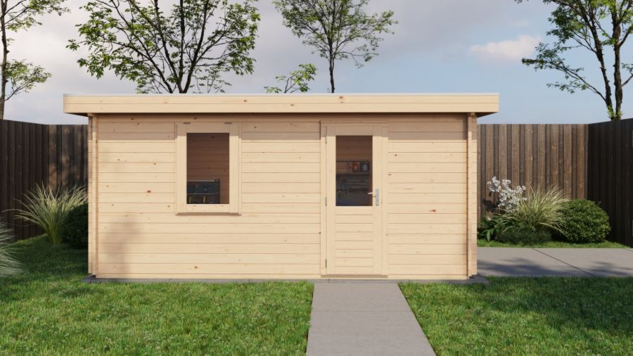 Lugarde Select Blokhut Eibergen met garagedeur 350x500cm - Onbehandeld