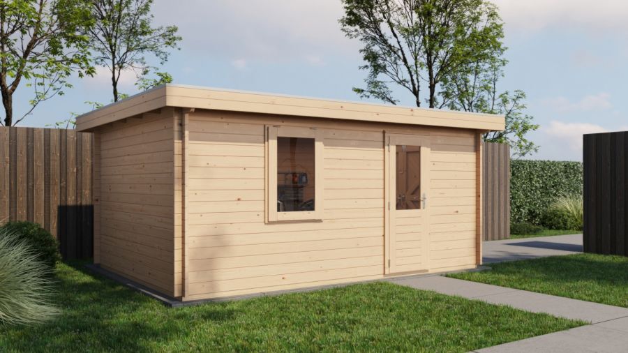 Lugarde Select Blokhut Eibergen met garagedeur 350x500cm - Onbehandeld