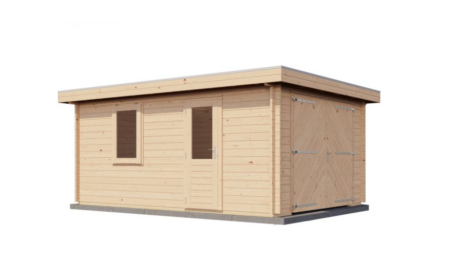 Lugarde Select Blokhut Eibergen met garagedeur 350x500cm - Onbehandeld