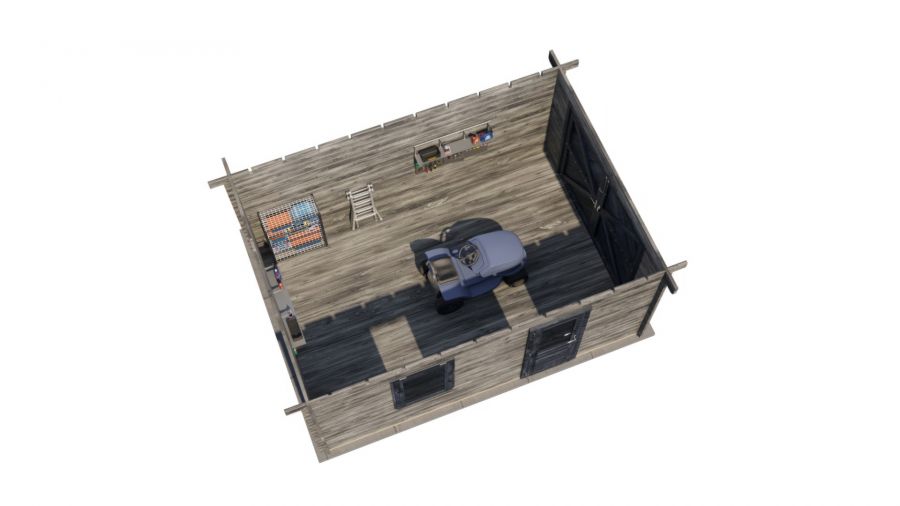 Lugarde Select Blokhut Eibergen met garagedeur 350x500cm - Keteldruk Grijs