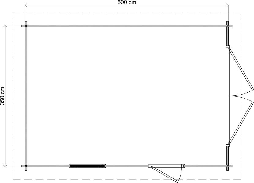 Lugarde Select Blokhut Eibergen met garagedeur 350x500cm - Onbehandeld