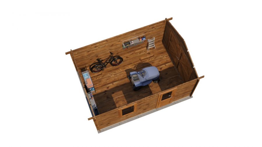 Lugarde Select Blokhut Opheusden met garagedeur 350x500cm - Keteldruk Bruin