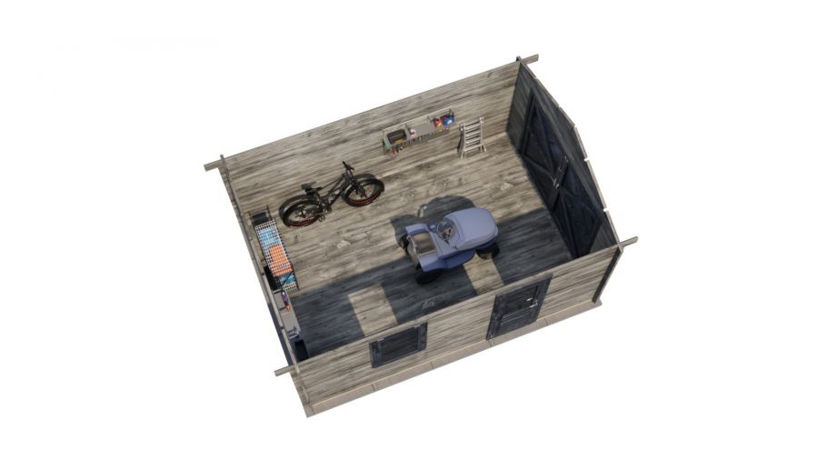 Lugarde Select Blokhut Opheusden met garagedeur 350x500cm - Keteldruk Grijs
