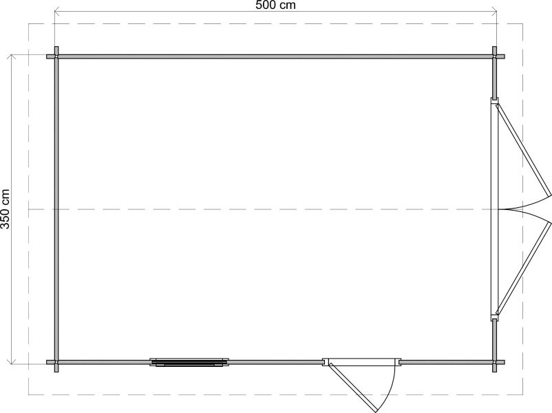 Lugarde Select Blokhut Opheusden met garagedeur 350x500cm - Keteldruk Grijs