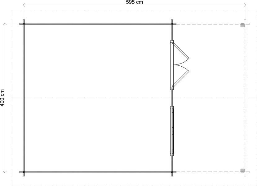Lugarde Select Blokhut met overkapping Elburg 400x400cm + 200cm - Onbehandeld