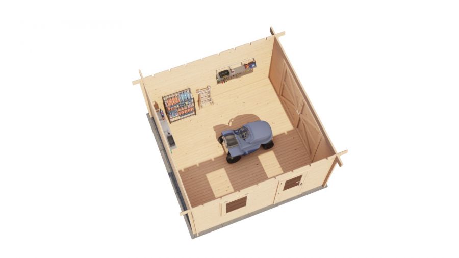 Lugarde Select Blokhut Groenlo met garagedeur 400x400cm - Onbehandeld