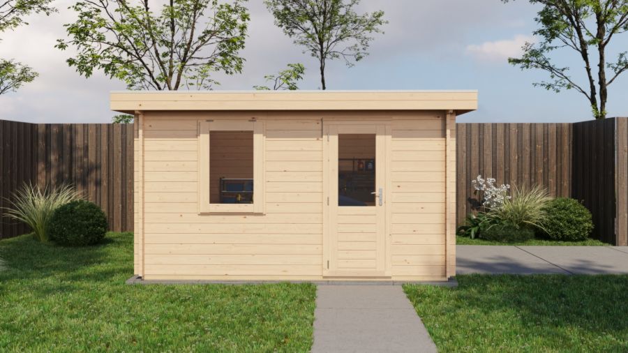 Lugarde Select Blokhut Groenlo met garagedeur 400x400cm - Onbehandeld