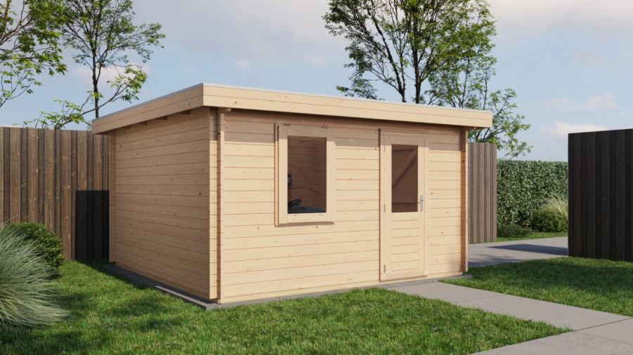 Lugarde Select Blokhut Groenlo met garagedeur 400x400cm - Onbehandeld