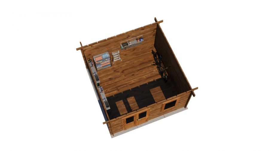 Lugarde Select Winterswijk Blokhut 400x400 cm 44 mm keteldruk bruin geïmpregneerd