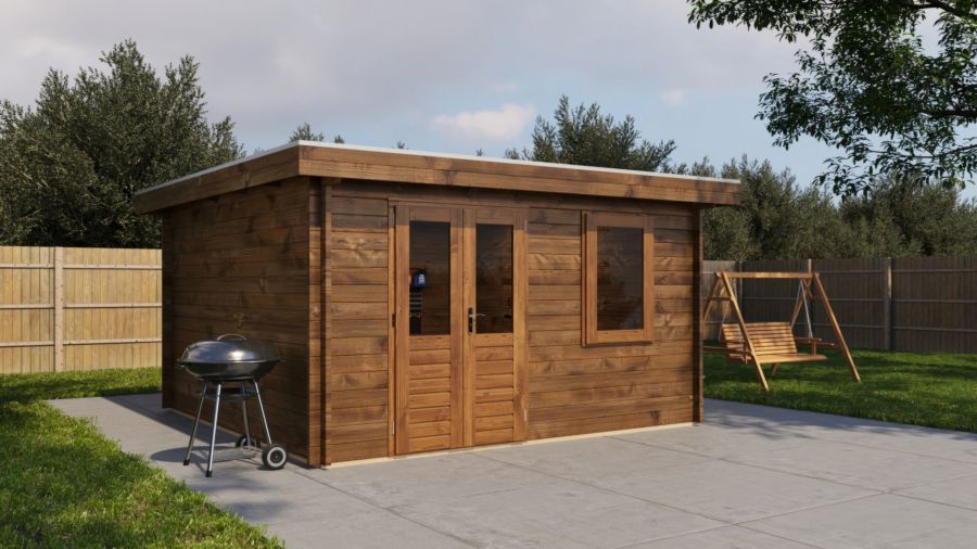 Lugarde Select Winterswijk Blokhut 400x400 cm 44 mm keteldruk bruin geïmpregneerd