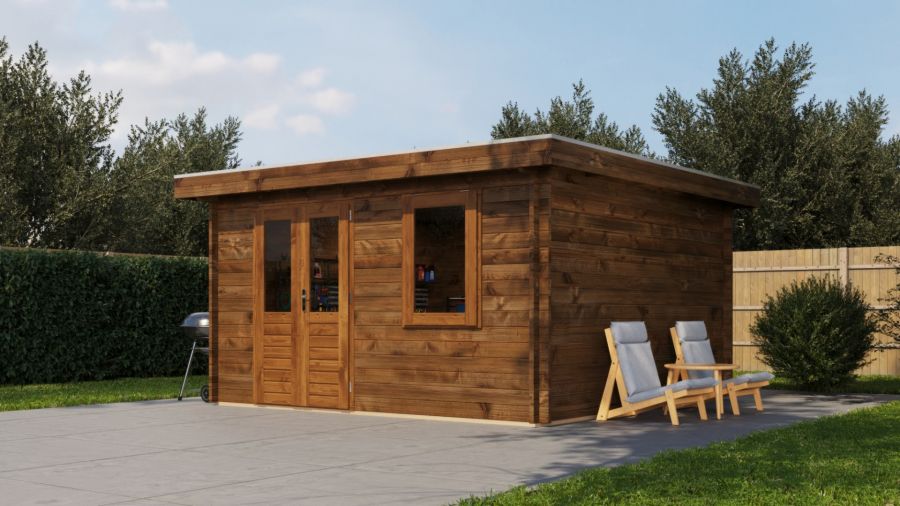 Lugarde Select Winterswijk Blokhut 400x400 cm 44 mm keteldruk bruin geïmpregneerd