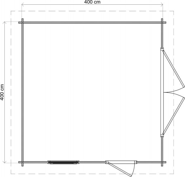 Lugarde Select Blokhut Groenlo met garagedeur 400x400cm - Keteldruk Grijs