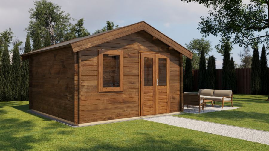 Lugarde Select Blokhut Loenen 400x400cm - Keteldruk Bruin