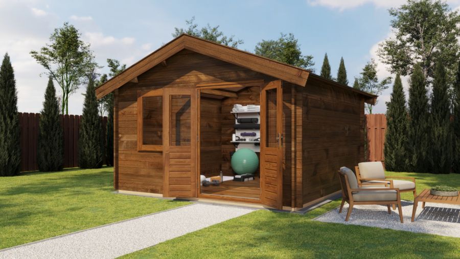 Lugarde Select Blokhut Loenen 400x400cm - Keteldruk Bruin