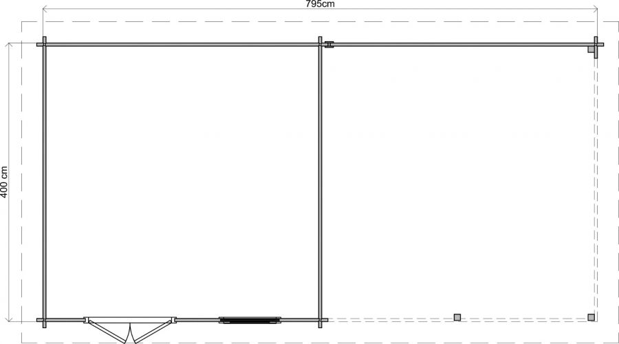 Lugarde Select Blokhut met overkapping Didam 400x400cm + 400cm - Keteldruk Bruin