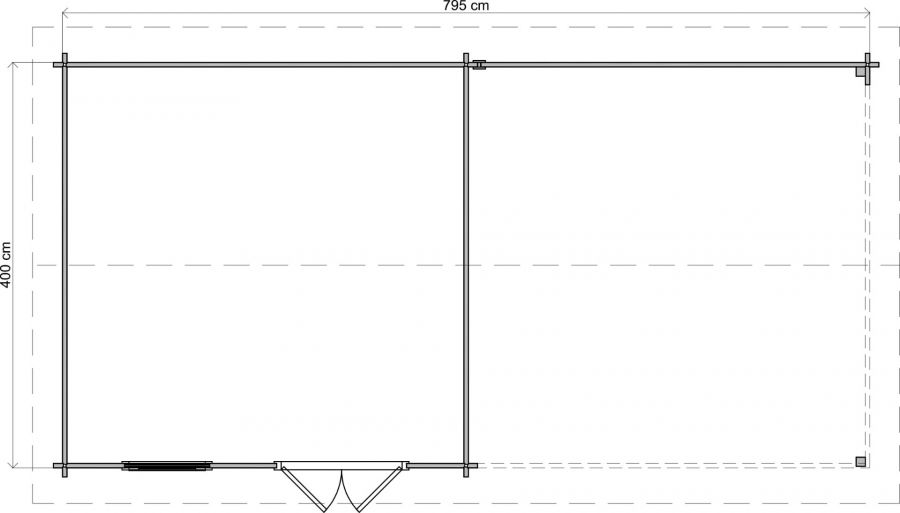 Lugarde Select Blokhut met overkapping Rozendaal 400x400cm + 400cm - Keteldruk Grijs