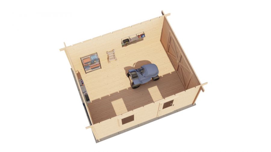 Lugarde Select Blokhut Lochem met garagedeur 400x500cm - Onbehandeld