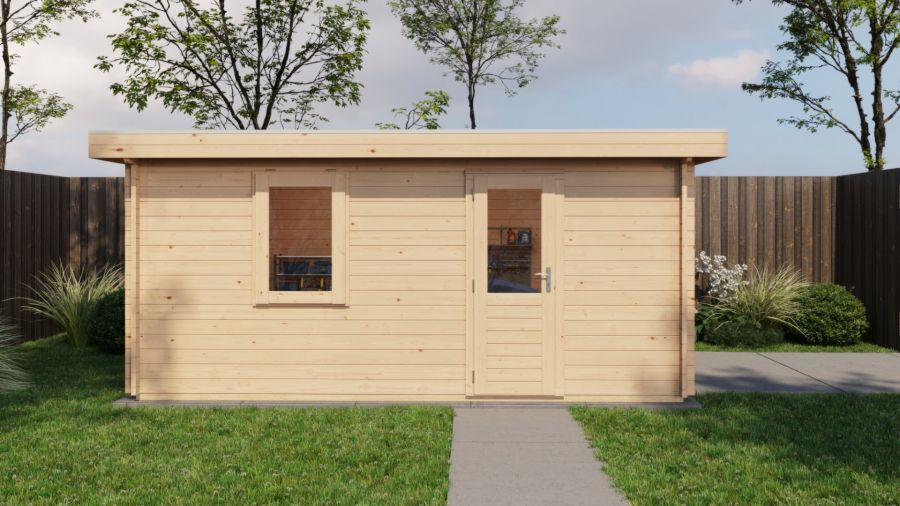 Lugarde Select Blokhut Lochem met garagedeur 400x500cm - Onbehandeld