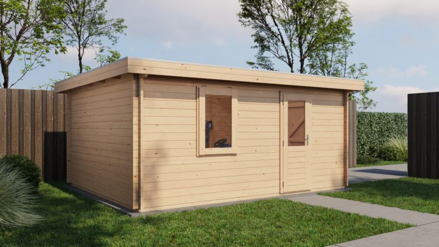 Lugarde Select Blokhut Lochem met garagedeur 400x500cm - Onbehandeld
