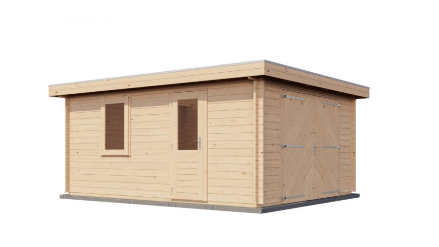 Lugarde Select Blokhut Lochem met garagedeur 400x500cm - Onbehandeld