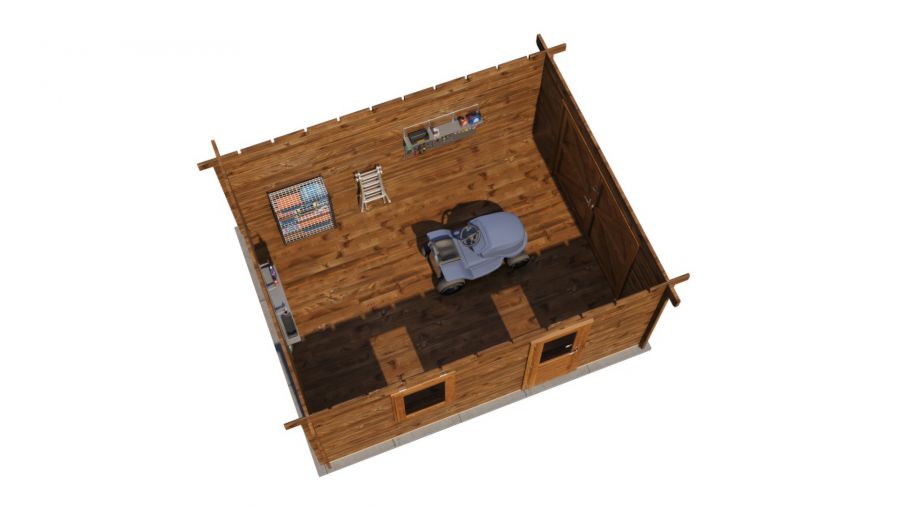 Lugarde Select Blokhut Lochem met garagedeur 400x500cm - Keteldruk Bruin
