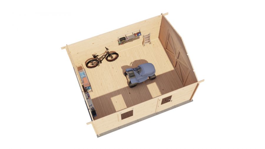 Lugarde Select Blokhut Kesteren met garagedeur 400x500cm - Onbehandeld
