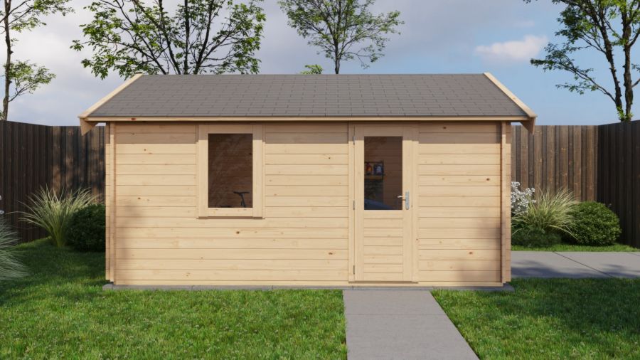 Lugarde Select Blokhut Kesteren met garagedeur 400x500cm - Onbehandeld