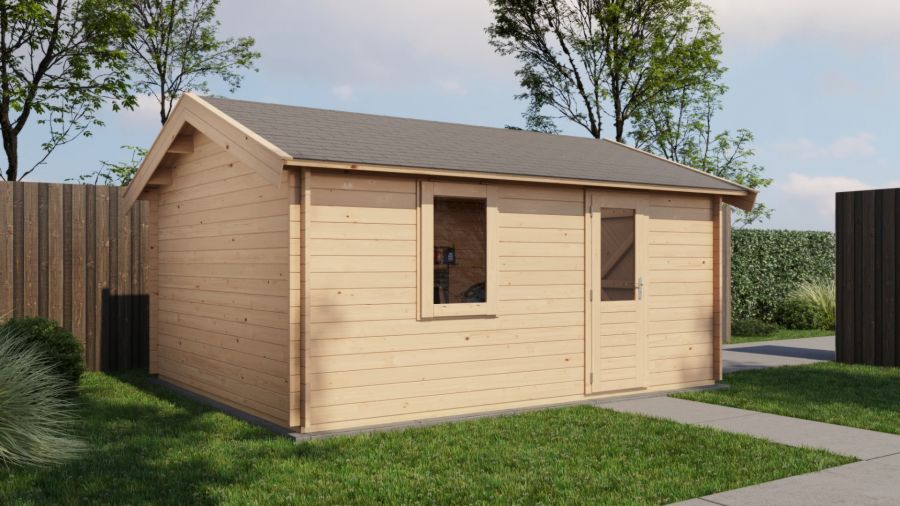 Lugarde Select Blokhut Kesteren met garagedeur 400x500cm - Onbehandeld