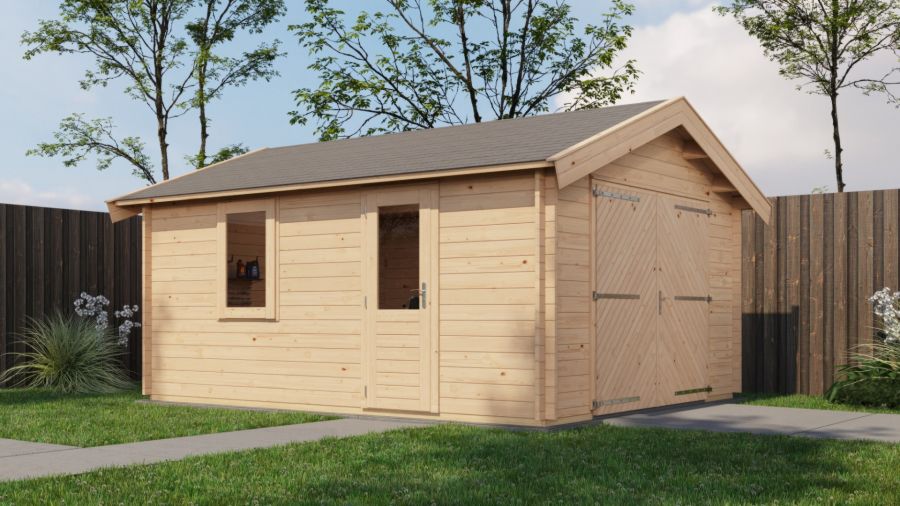 Lugarde Select Blokhut Kesteren met garagedeur 400x500cm - Onbehandeld