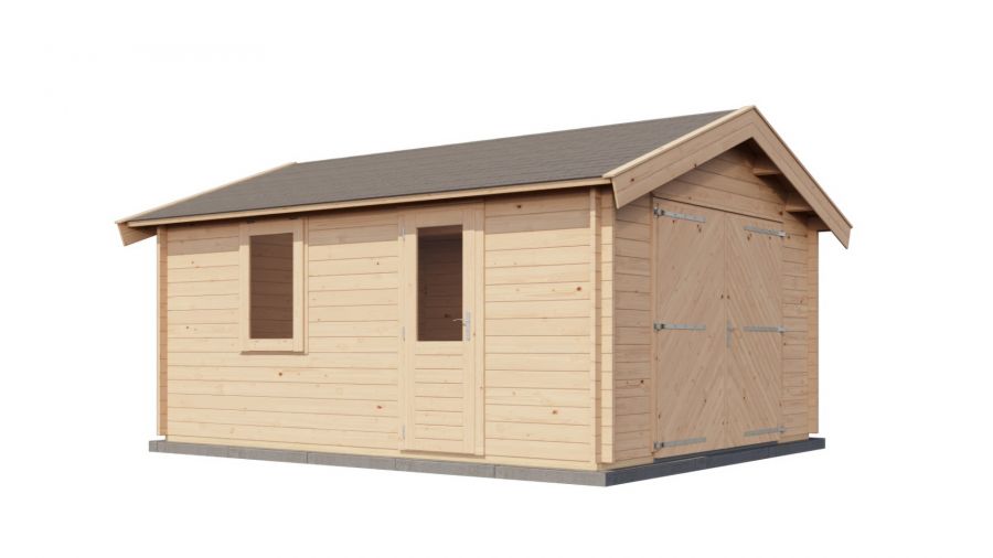 Lugarde Select Blokhut Kesteren met garagedeur 400x500cm - Onbehandeld