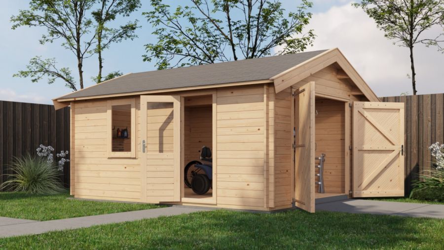 Lugarde Select Blokhut Kesteren met garagedeur 400x500cm - Onbehandeld