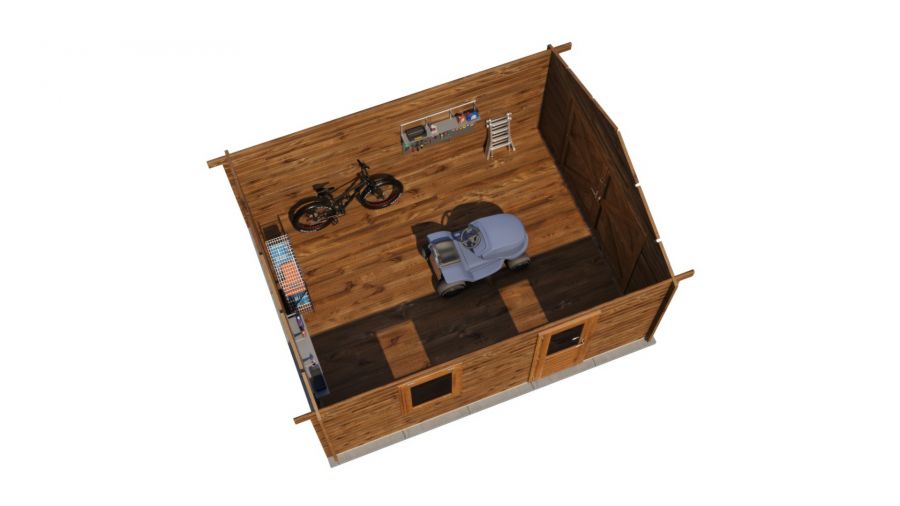 Lugarde Select Blokhut Kesteren met garagedeur 400x500cm - Keteldruk Bruin