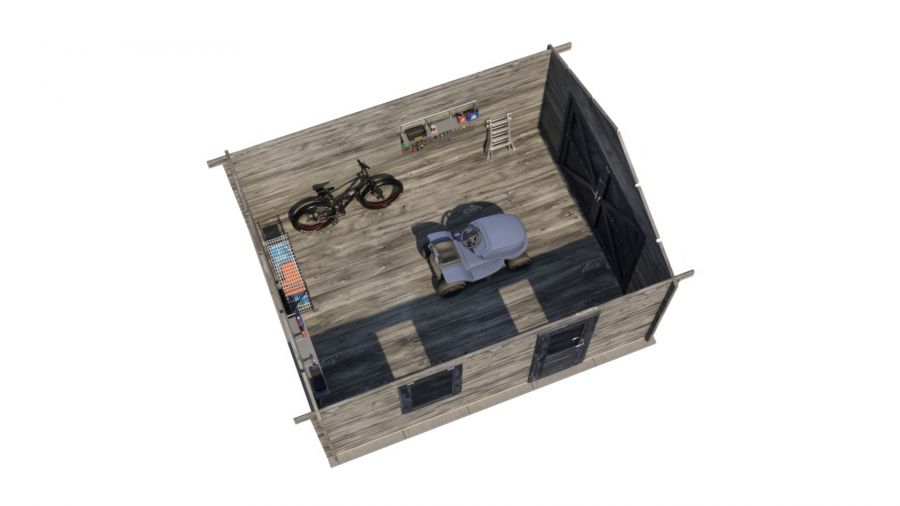 Lugarde Select Blokhut Kesteren met garagedeur 400x500cm - Keteldruk Grijs